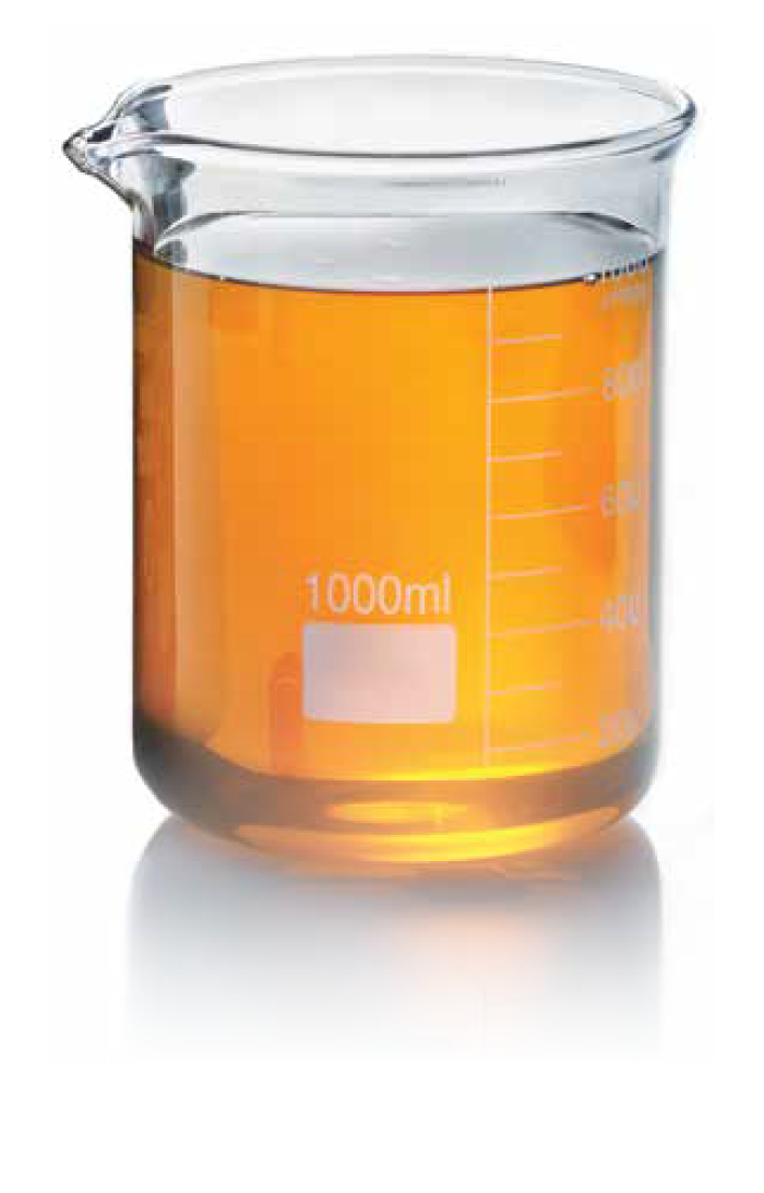 Genuine motor oil in beaker